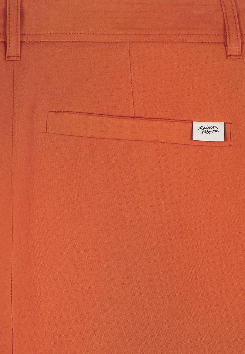 Maison Kitsuné Logo Label Bermuda Shorts Orange MM01402WW0074_P674_Orange_29838875