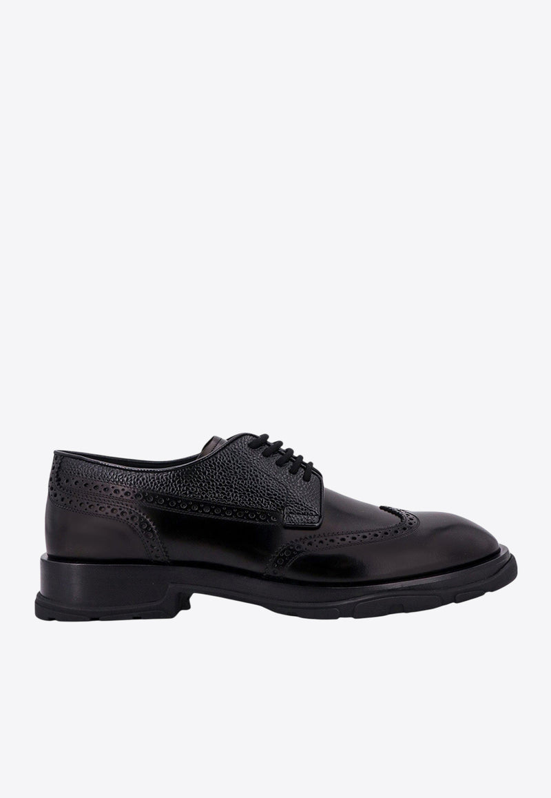 Alexander McQueen Lace-Up Leather Brogue Shoes Black 750388WIDW1_1000_Black_29856901