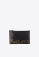 Alexander McQueen Graffiti Logo Print Leather Pouch Black 5604721AAQ5_1088_Black_29857028