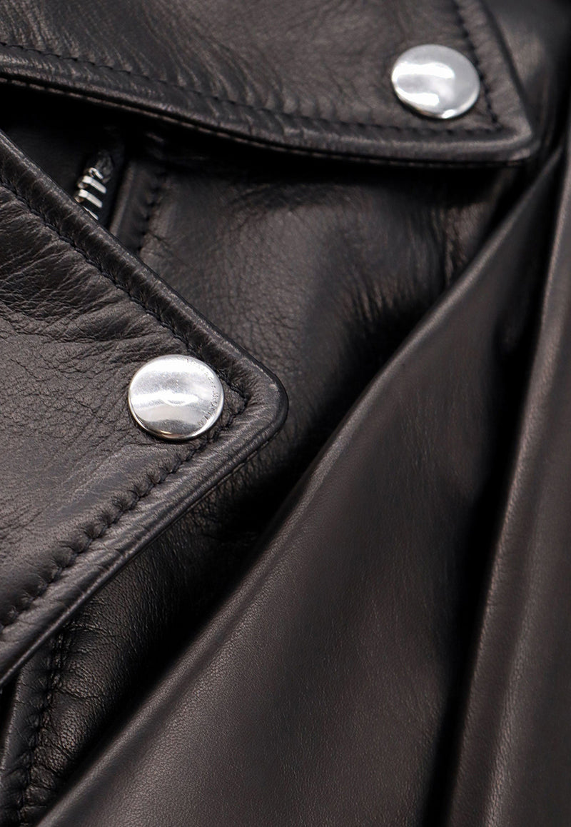 Alexander McQueen Short-Sleeved Leather Jacket Black 780912Q5ALT_1000_Black_29857063