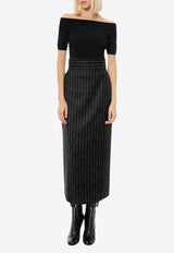 Alexander McQueen Broken Pinstripe Midi Pencil Skirt Black 769333QJADN_1080_Black_29857053