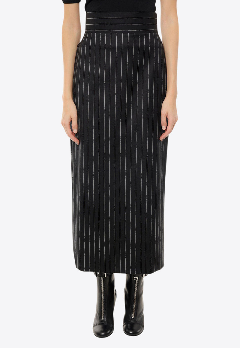 Alexander McQueen Broken Pinstripe Midi Pencil Skirt Black 769333QJADN_1080_Black_29857053