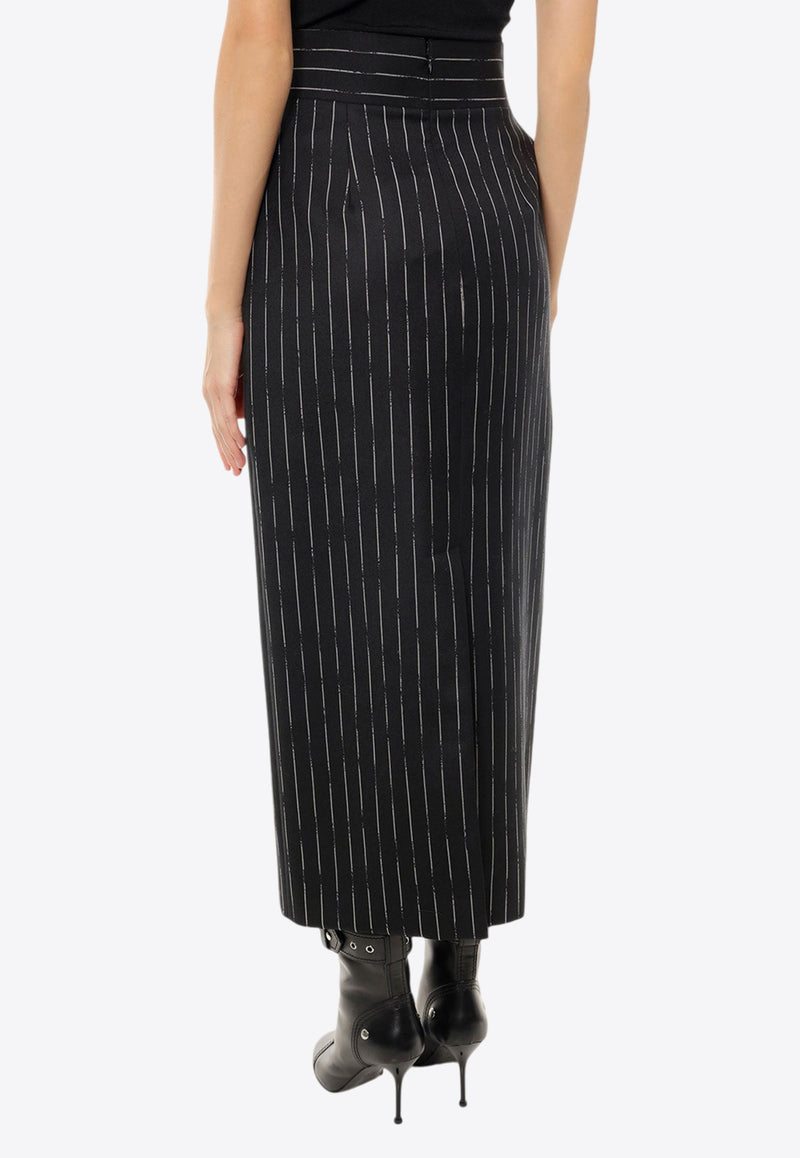 Alexander McQueen Broken Pinstripe Midi Pencil Skirt Black 769333QJADN_1080_Black_29857053