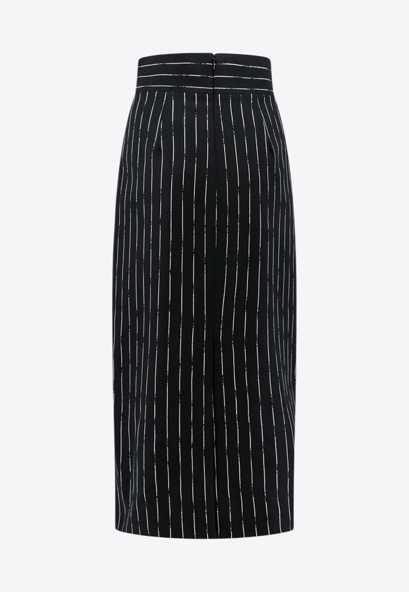 Alexander McQueen Broken Pinstripe Midi Pencil Skirt Black 769333QJADN_1080_Black_29857053