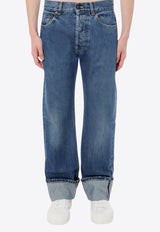 Alexander McQueen Straight-Leg Turn-up Jeans Blue 781770QYAAU_4211_Blue_29856800