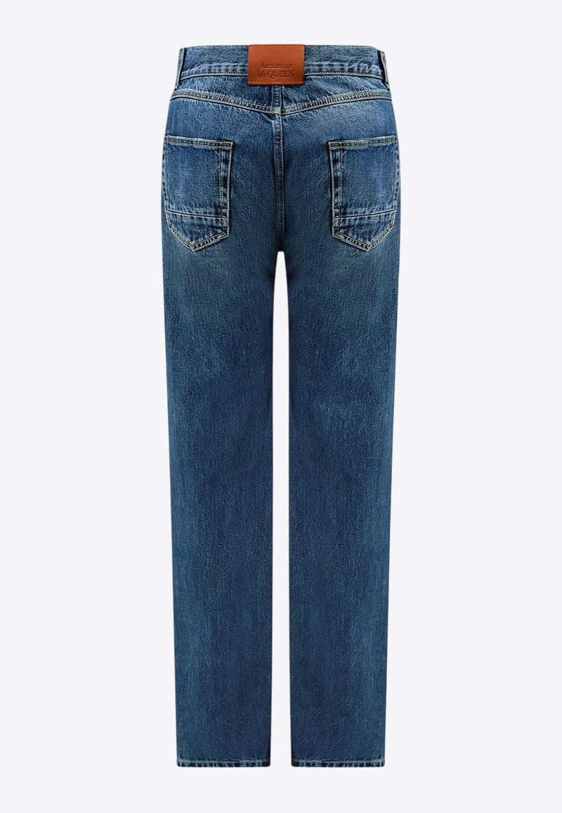 Alexander McQueen Straight-Leg Turn-up Jeans Blue 781770QYAAU_4211_Blue_29856800