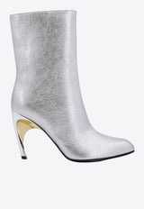Alexander McQueen Armadillo 95 Metallic Leather Ankle Boots Silver 780677WIF21_8369_Silver_29856740
