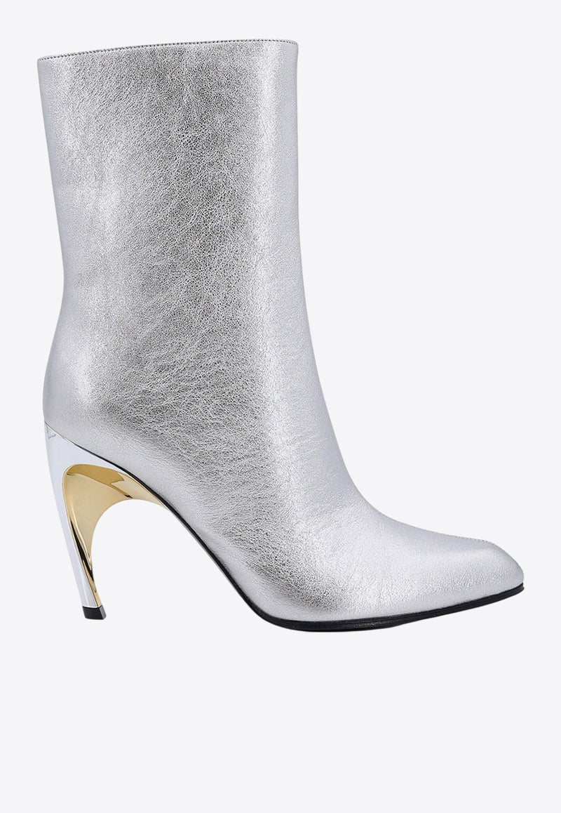 Alexander McQueen Armadillo 95 Metallic Leather Ankle Boots Silver 780677WIF21_8369_Silver_29856740