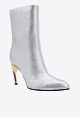 Alexander McQueen Armadillo 95 Metallic Leather Ankle Boots Silver 780677WIF21_8369_Silver_29856740