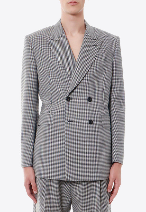 Alexander McQueen Double-Breasted Houndstooth Wool Blazer Black 758359QVU53_1090_Black_29856748