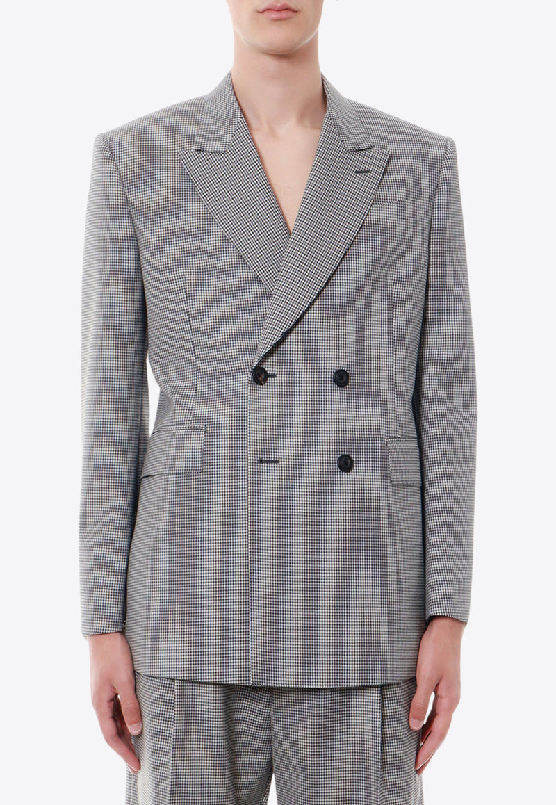 Alexander McQueen Double-Breasted Houndstooth Wool Blazer Black 758359QVU53_1090_Black_29856748