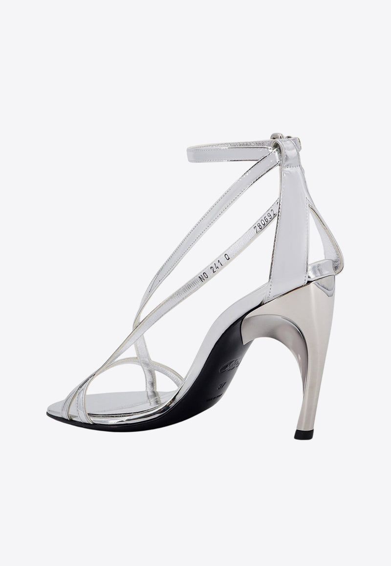 Alexander McQueen Armadillo 95 Metallic-Leather Sandals Silver 780692W4WG1_8100_Silver_29857150