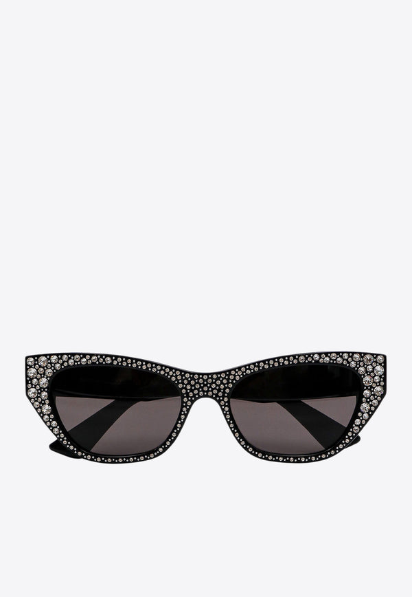 Alexander McQueen Pavé Jeweled Cat-Eye Sunglasses Gray 781190J0763_1056_Black_29856735
