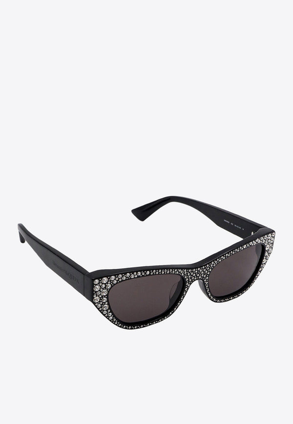 Alexander McQueen Pavé Jeweled Cat-Eye Sunglasses Gray 781190J0763_1056_Black_29856735