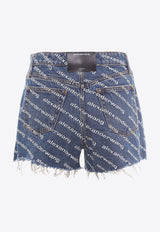 Alexander Wang Logo Monogram Denim Shorts Blue 4DC1214897_460_Blue_29846238