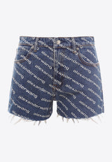 Alexander Wang Logo Monogram Denim Shorts Blue 4DC1214897_460_Blue_29846238