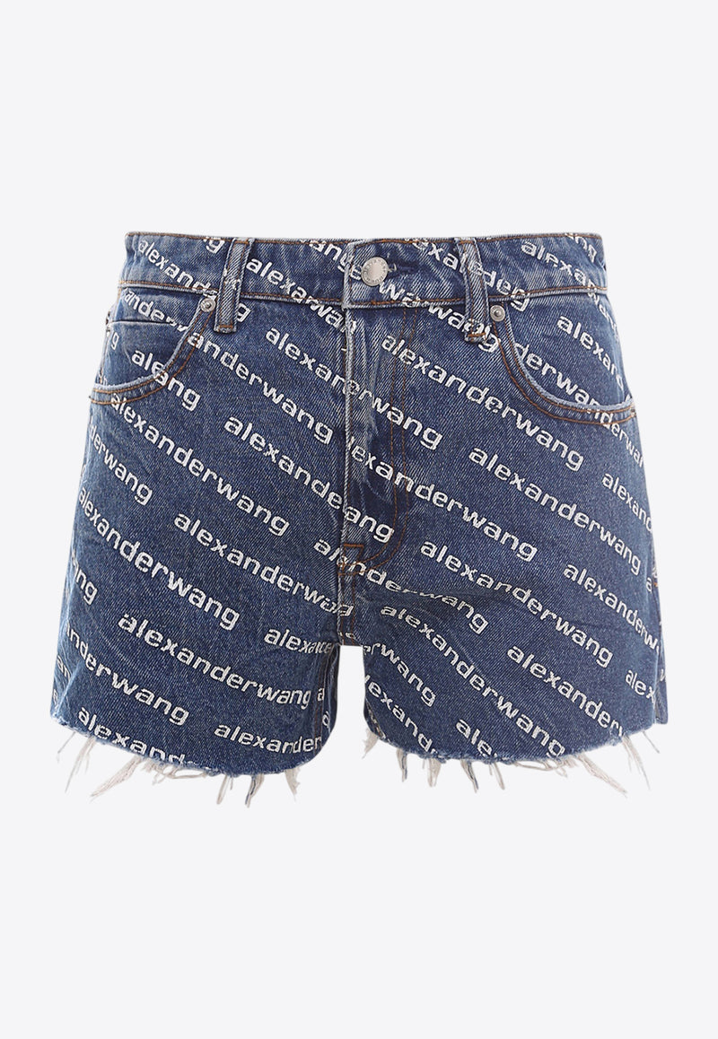 Alexander Wang Logo Monogram Denim Shorts Blue 4DC1214897_460_Blue_29846238