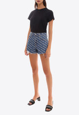 Alexander Wang Logo Monogram Denim Shorts Blue 4DC1214897_460_Blue_29846238