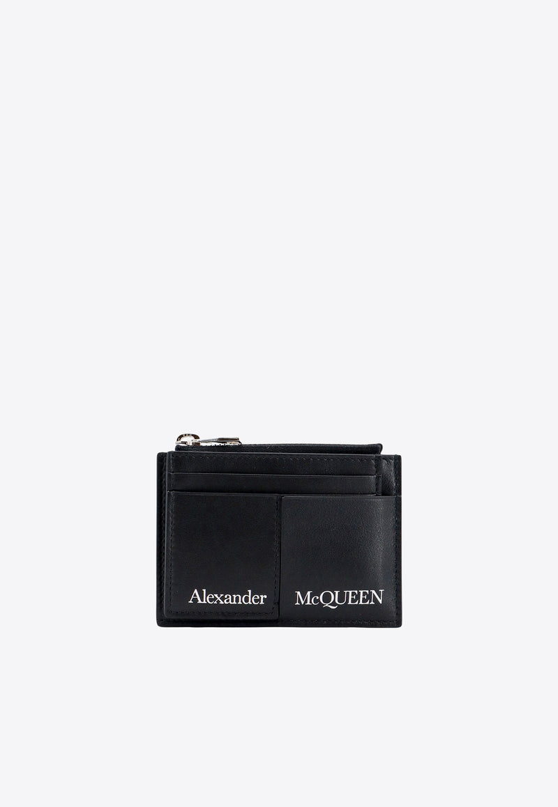 Alexander McQueen Logo Print Leather Cardholder Black 7265671AAJO_1000_Black_29856885