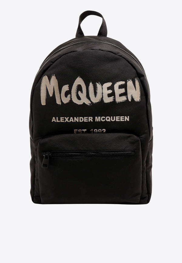 Alexander McQueen Graffiti Logo Metropolitan Backpack Black 6464571AABW_1073_Black_29856868