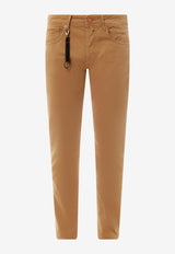 Incotex Suede Logo Patch Straight-Leg Pants Brown BDPS0003305S_386_Brown_29843863