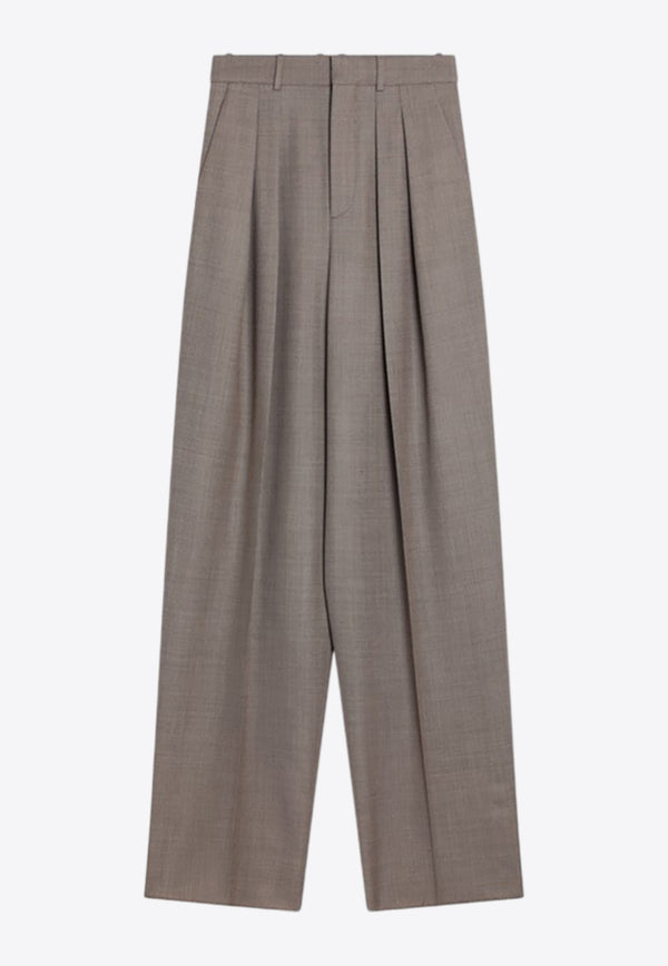 Saint Laurent High-Rise Wide-Leg Wool Pants Taupe 824389Y1I25_YSL-1506