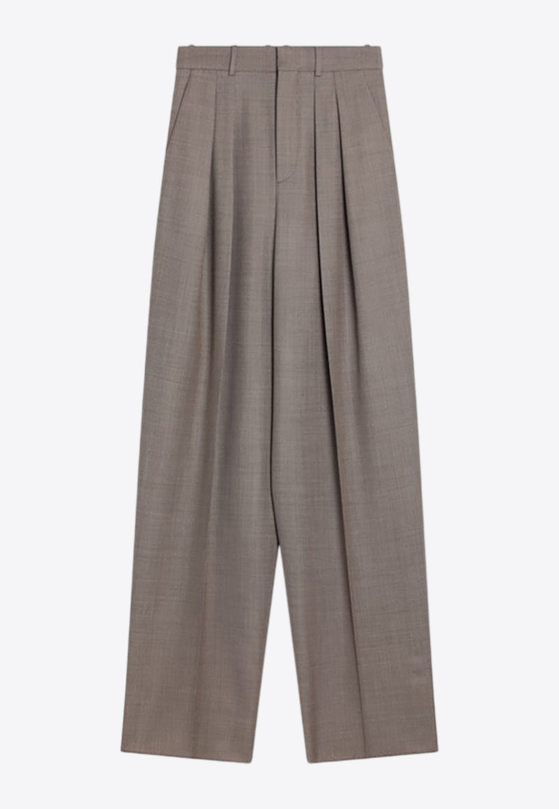 Saint Laurent High-Rise Wide-Leg Wool Pants Taupe 824389Y1I25_YSL-1506