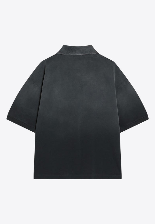 Alexander McQueen Inverted Skull Faded Polo T-shirt Black 824867QXACD/Q_ALEXQ-1000