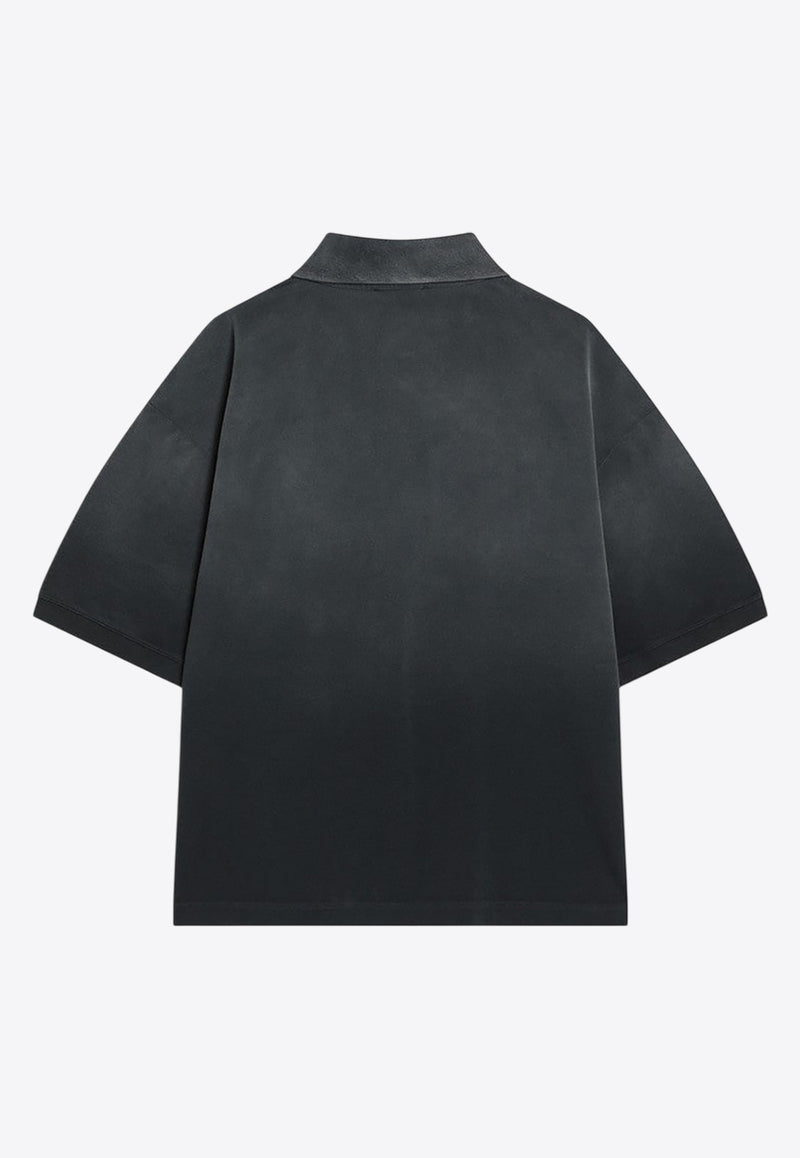 Alexander McQueen Inverted Skull Faded Polo T-shirt Black 824867QXACD/Q_ALEXQ-1000