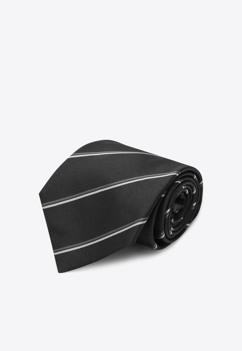 Saint Laurent Striped Silk Tie Black 8250663Y002/R_YSL-1062
