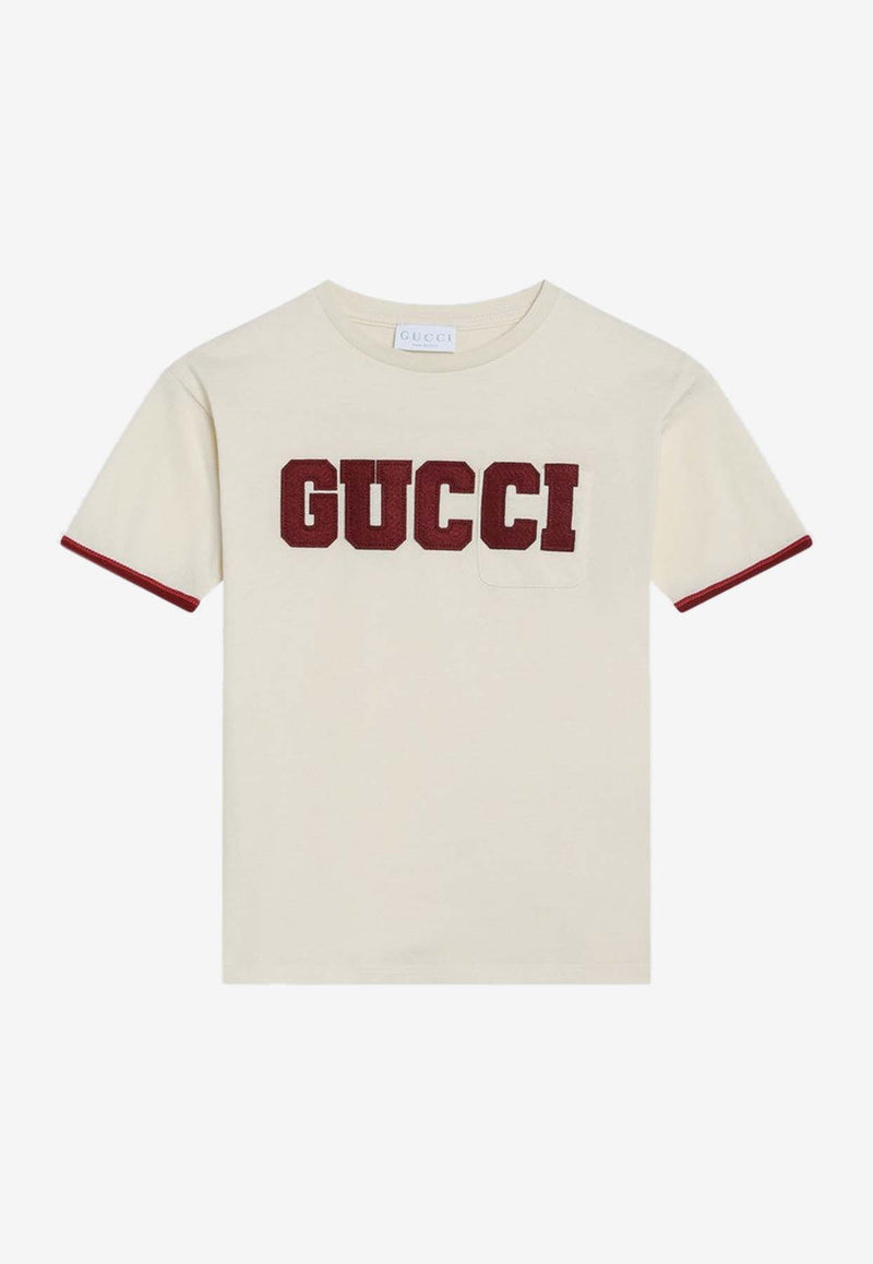 Gucci Kids Boys Logo T-shirt Light Beige 825187XJHBE/R_GUC-9051