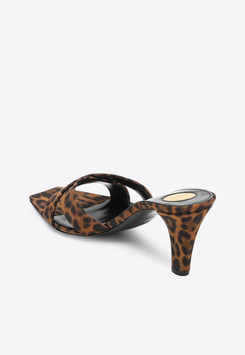 Saint Laurent Jill 75 Leopard Print Mules Brown 825270AAESW/Q_YSL-2094