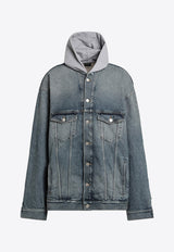 Balenciaga Paneled Hooded Denim Jacket Blue 825285THW25/Q_BALEN-4245
