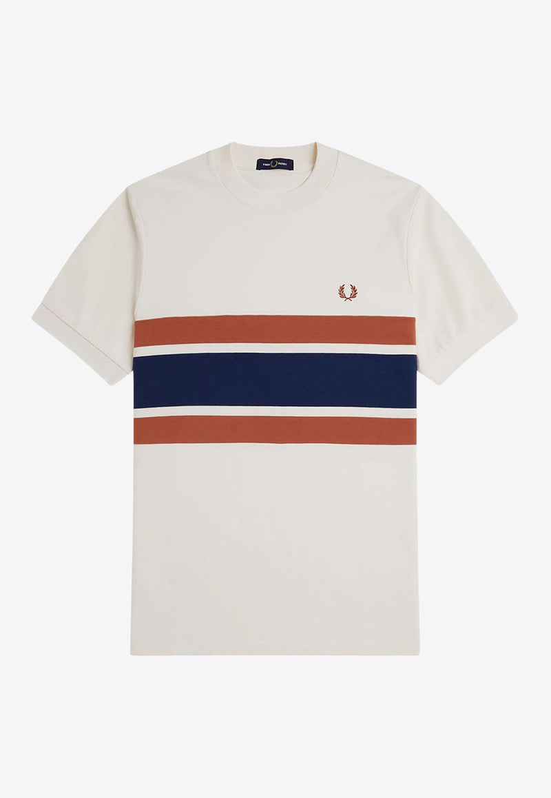 Fred Perry Striped Logo T-shirt White M9860_760_LIGHT ECRU_29847251