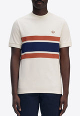 Fred Perry Striped Logo T-shirt White M9860_760_LIGHT ECRU_29847251