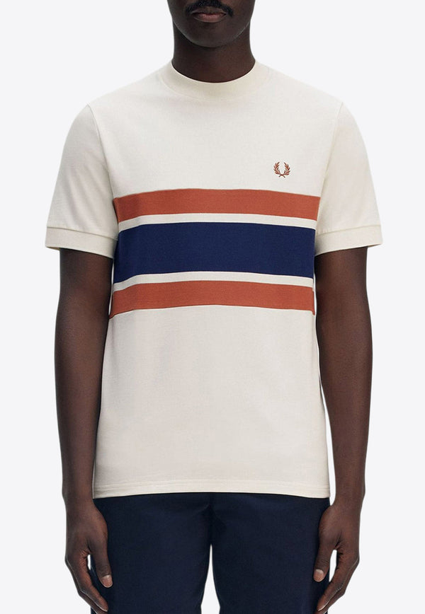 Fred Perry Striped Logo T-shirt White M9860_760_LIGHT ECRU_29847251