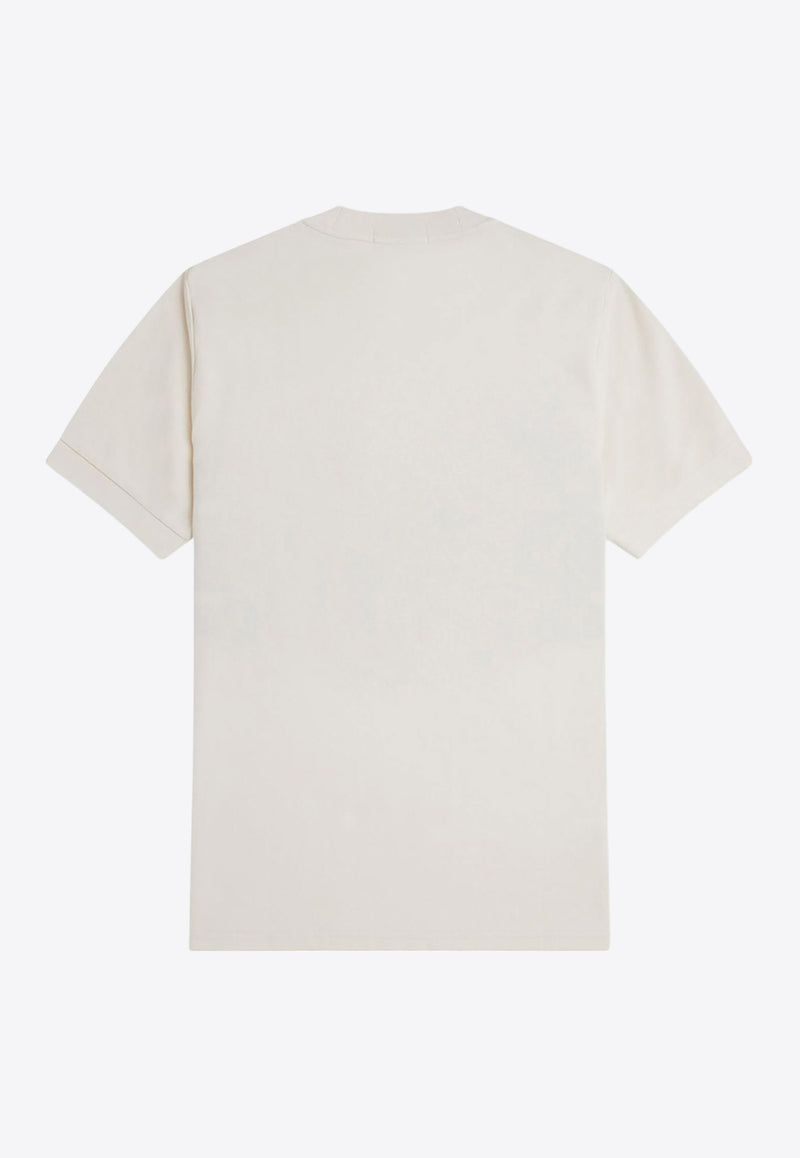 Fred Perry Striped Logo T-shirt White M9860_760_LIGHT ECRU_29847251