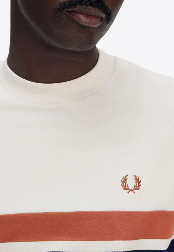Fred Perry Striped Logo T-shirt White M9860_760_LIGHT ECRU_29847251