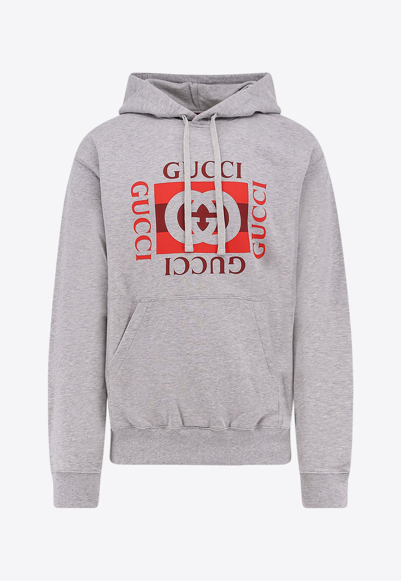 Gucci Interlocking G Print Drawstring Hoodie Gray 788771XJHDP1230_GREY MELANGE/MC_29851505