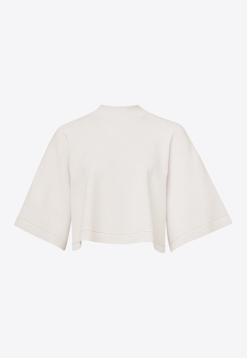 Alaïa Mock-Neck Cropped T-shirt White AA9H1232K083B000_White_29838125