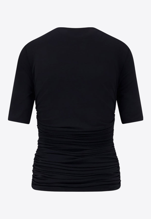 Alaïa Ruched Crewneck Top Black AA9H1248J050B995_NOIR ALAIA_29838119