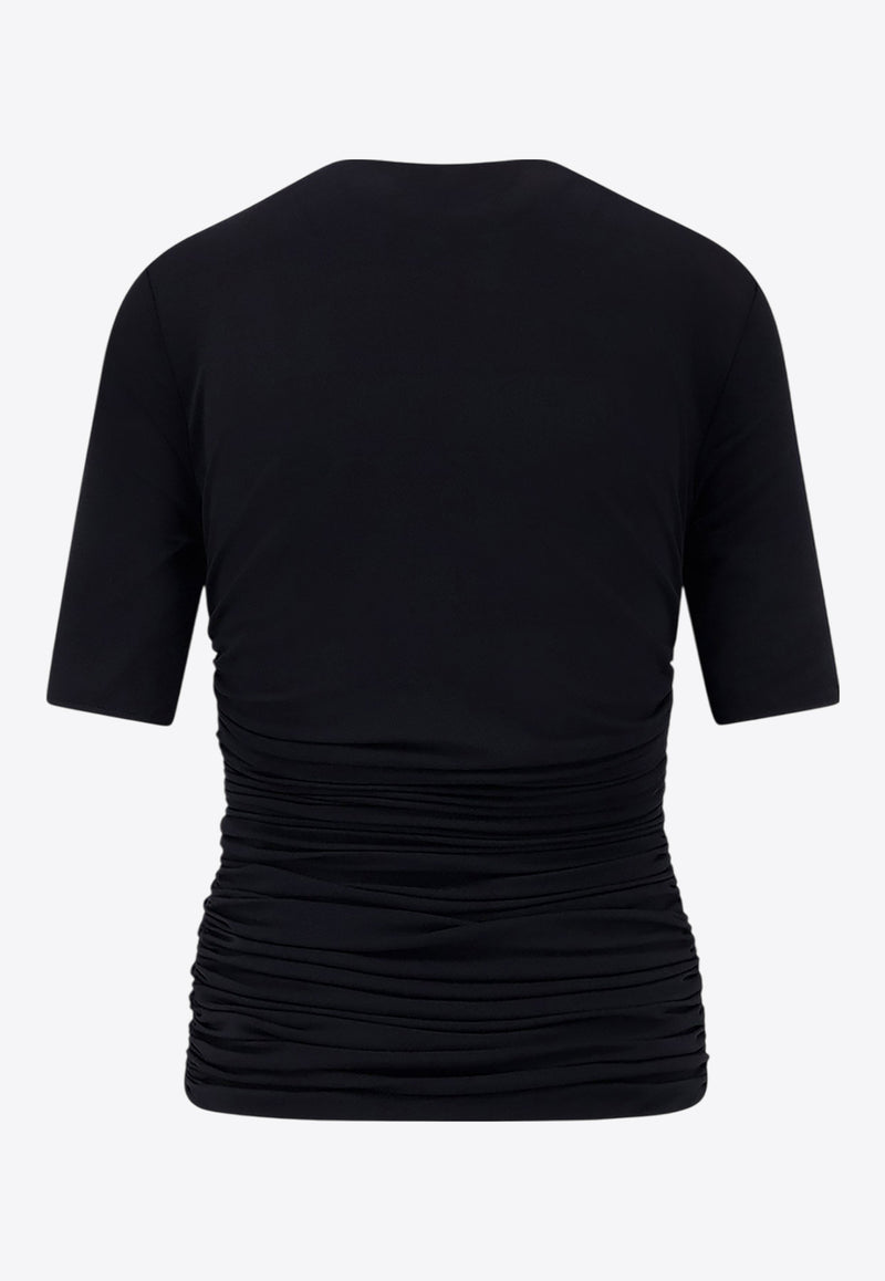 Alaïa Ruched Crewneck Top Black AA9H1248J050B995_NOIR ALAIA_29838119