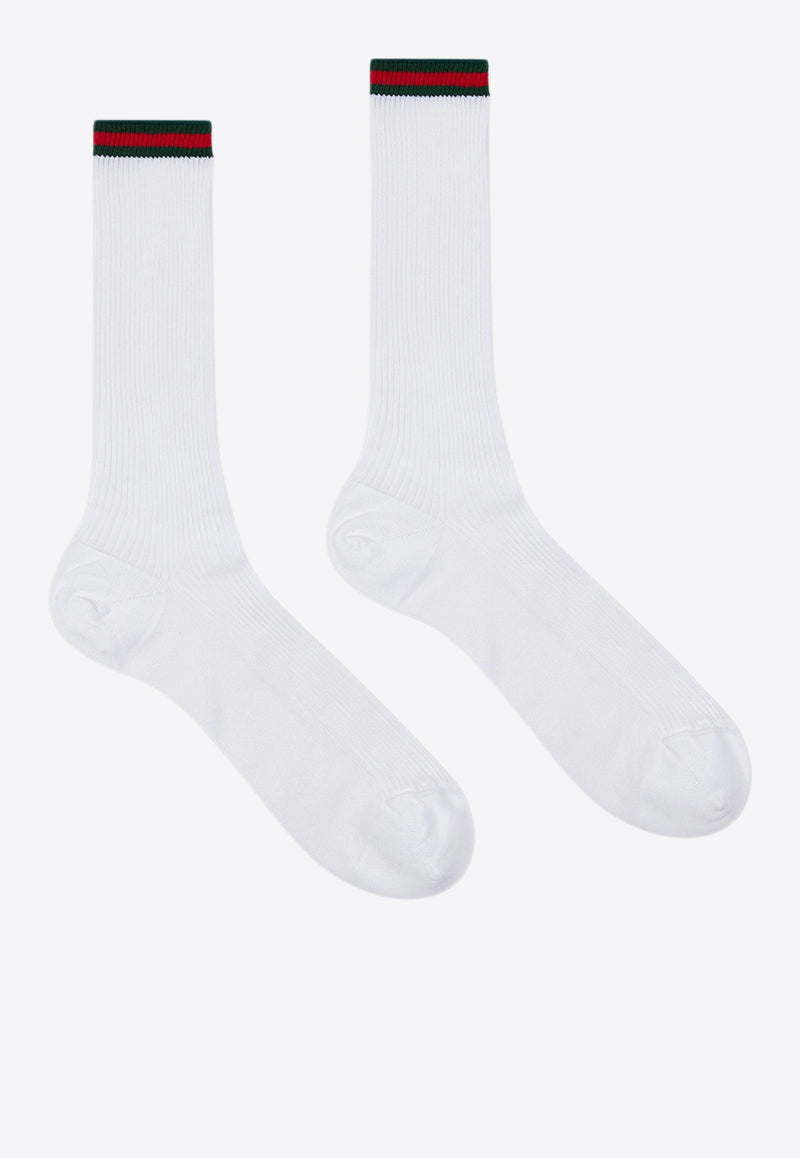 Gucci Ribbed Web Socks White 7965294GAG79000_White_29851216