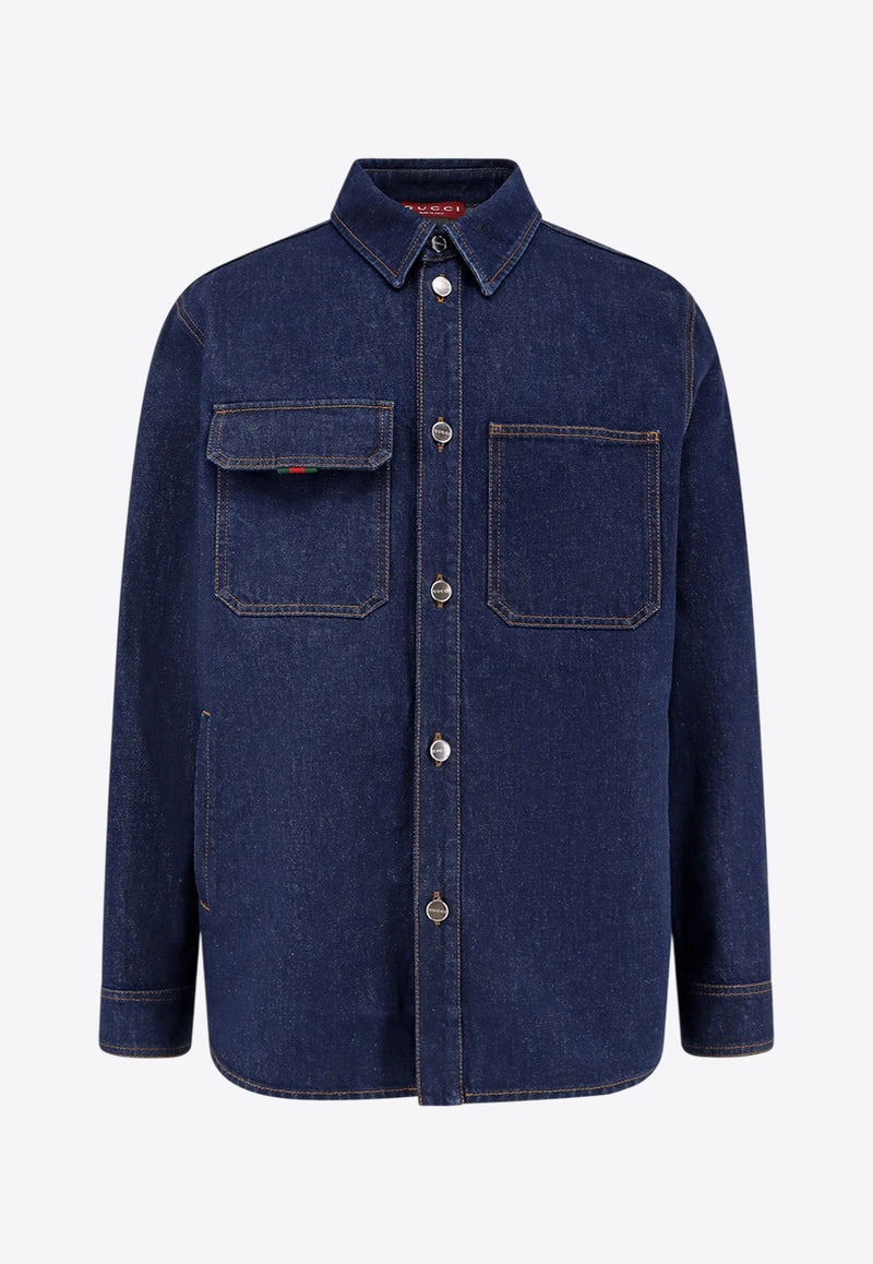Gucci Signature Denim Overshirt Blue 820358XDDBG4759_DARK BLUE/MIX_29851182