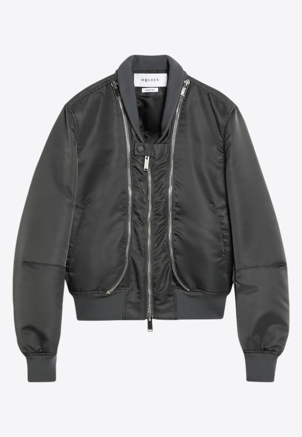 Alexander McQueen Zip-Up Bomber Jacket Gray 826865QEAGO/R_ALEXQ-1121