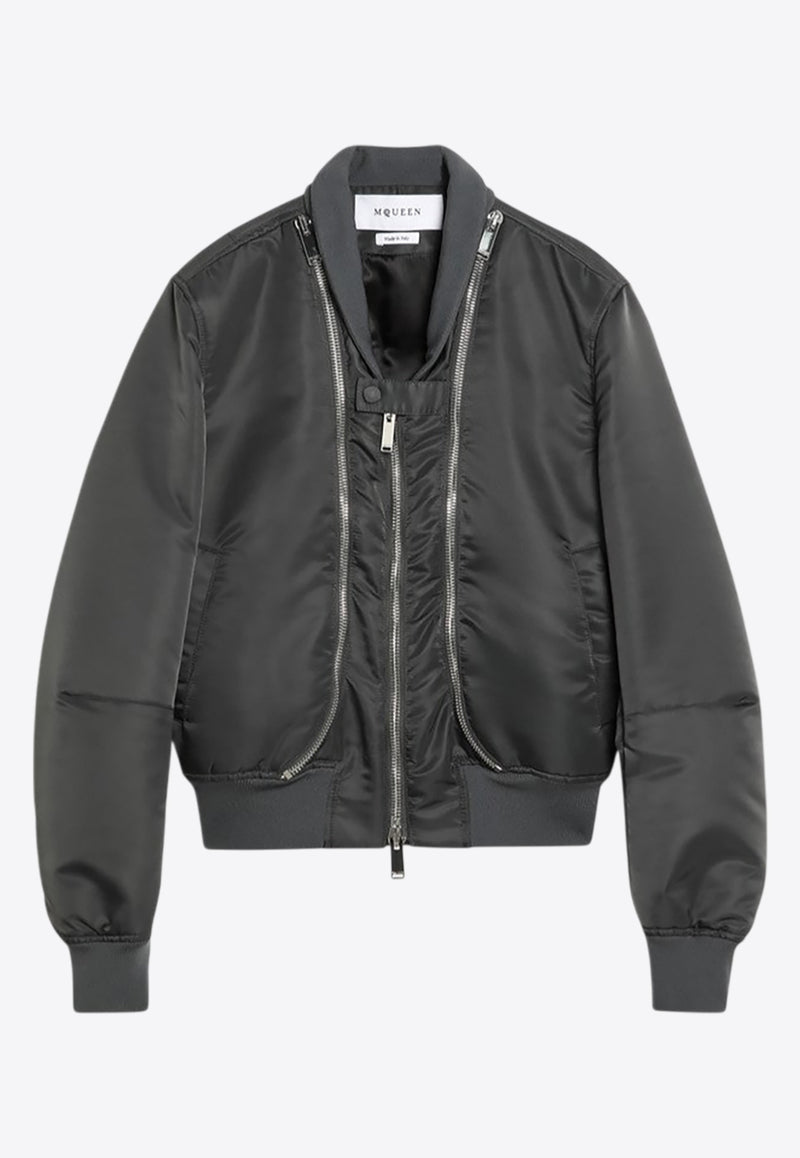 Alexander McQueen Zip-Up Bomber Jacket Gray 826865QEAGO/R_ALEXQ-1121