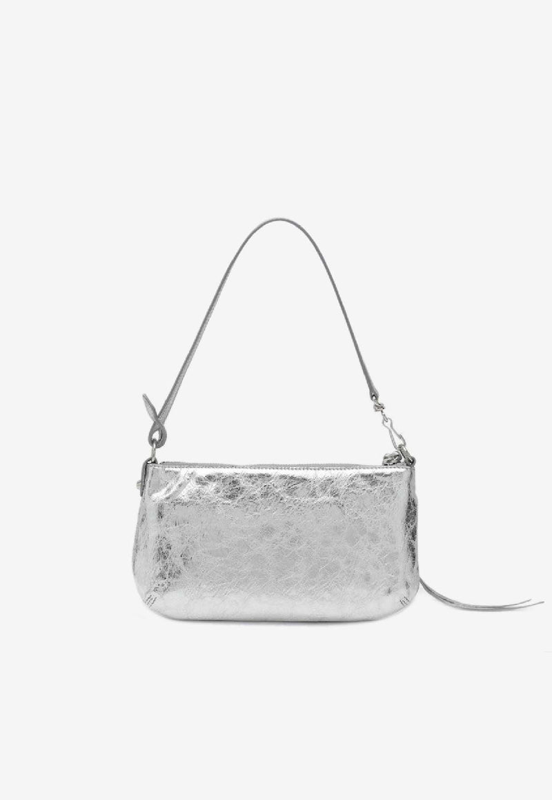 Balenciaga Le City Metallic Leather Shoulder Bag Silver 8280582ABMY/R_BALEN-8122