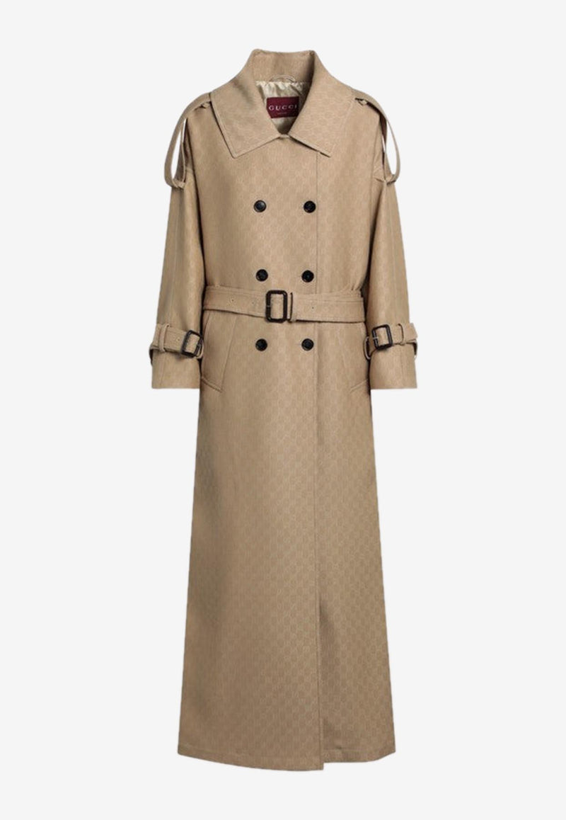 Gucci Double-Breasted Silk and Wool Trench Coat Beige 828105Z8BZX/Q_GUC-2071