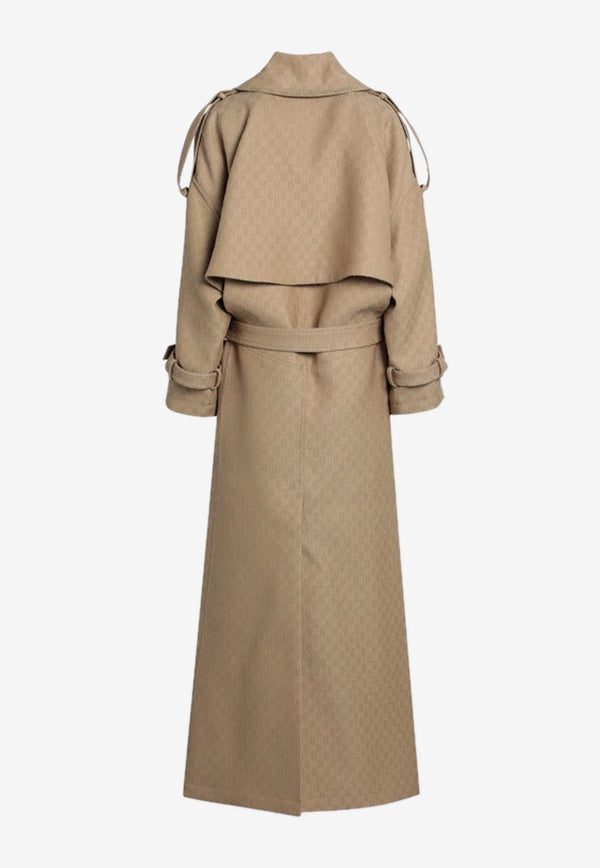Gucci Double-Breasted Silk and Wool Trench Coat Beige 828105Z8BZX/Q_GUC-2071