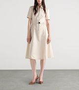 Zip Belted Chino Shirt Dress